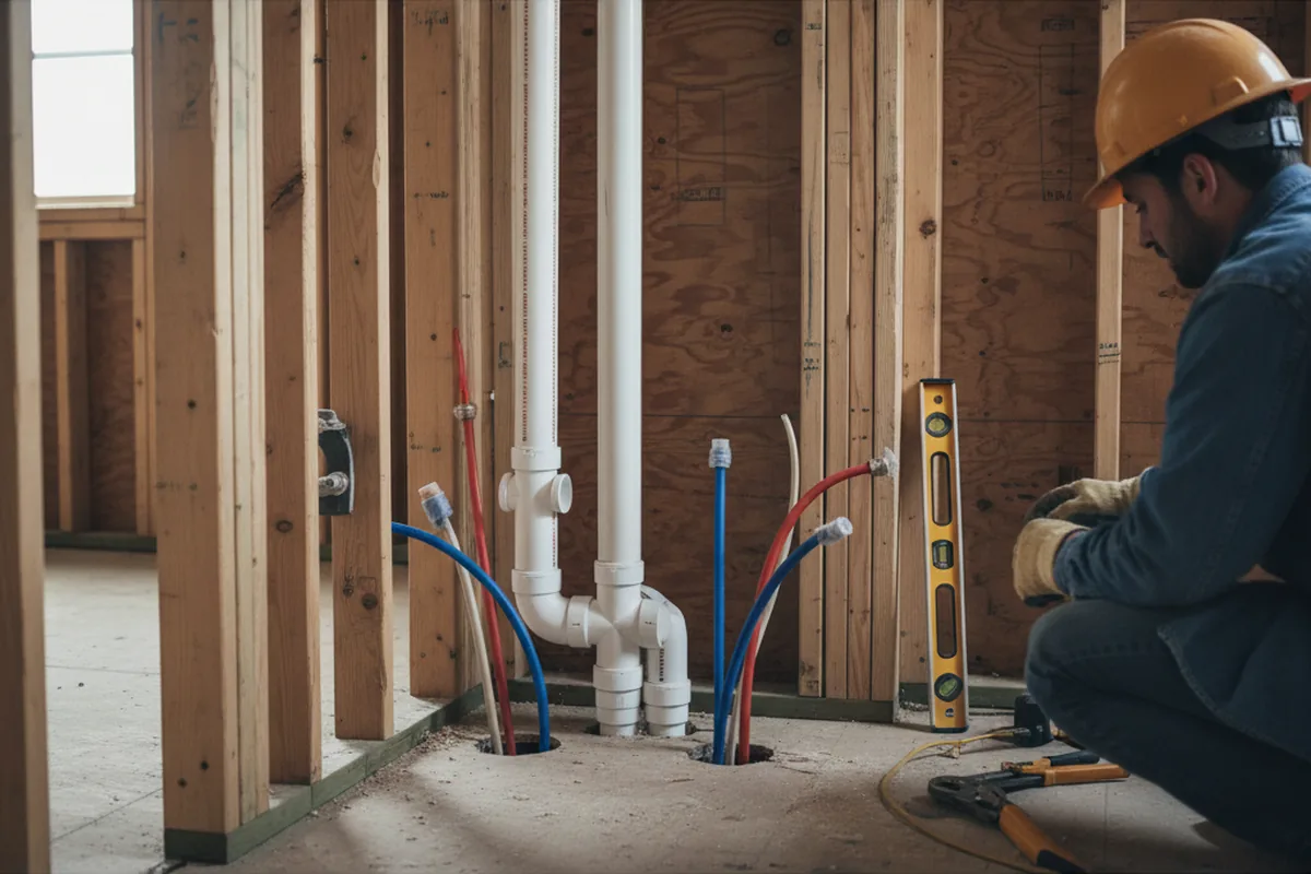 Drain and supply rough-in during Leak Detection in Wales
